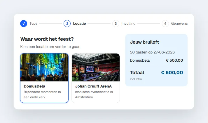 EasyParty Reserveringsportaal locatie kiezen